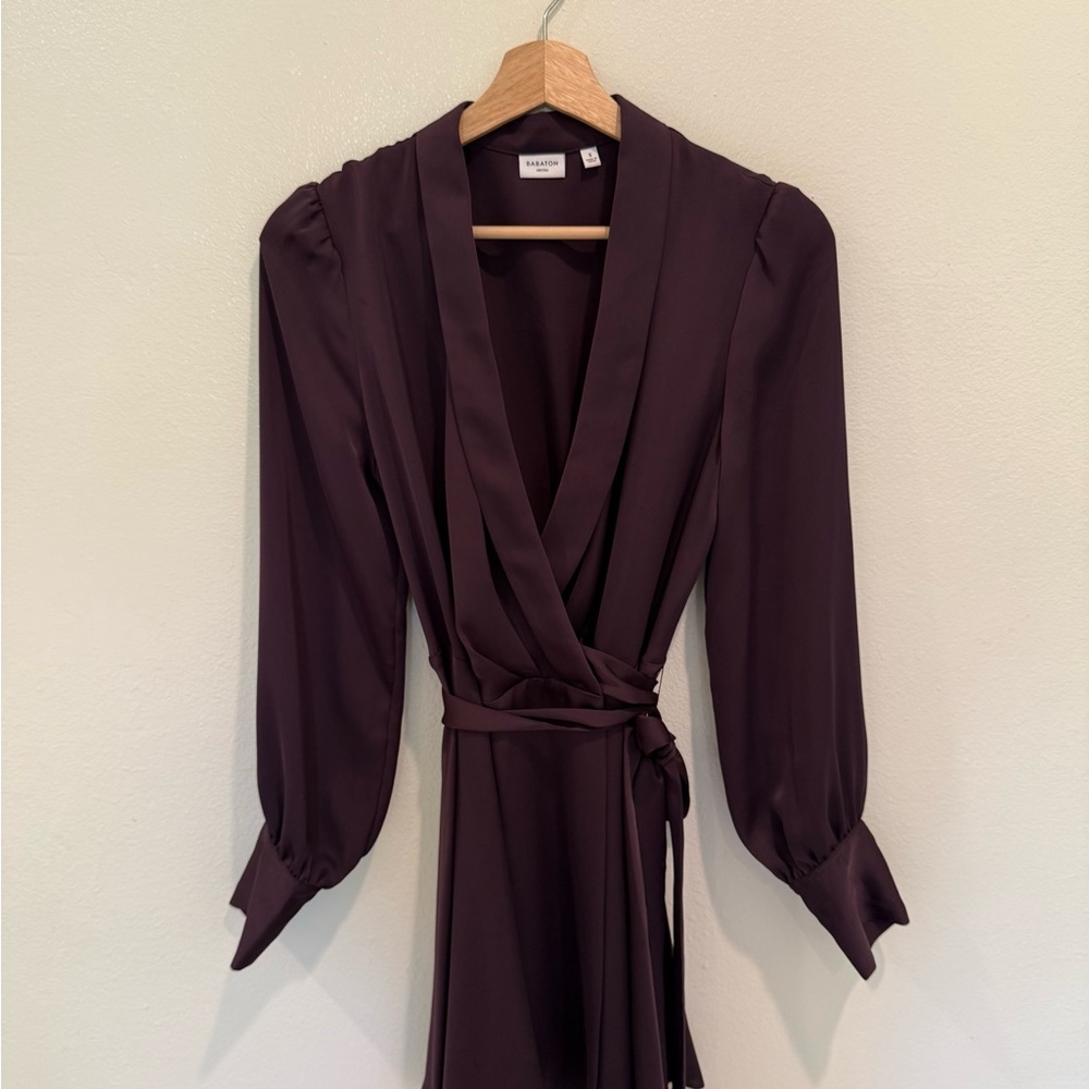 Aritzia Babaton Hyde Satin Mini Wrap Dress